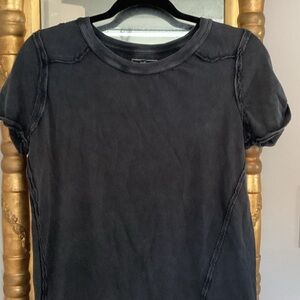 Free People t shirt raw seams and hem black L